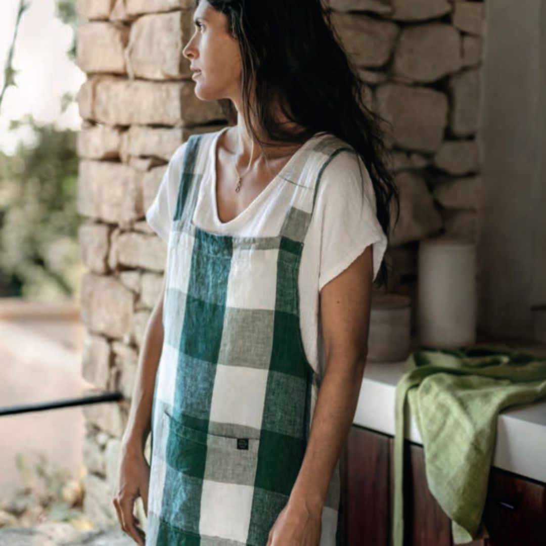 Checkered Linen Apron