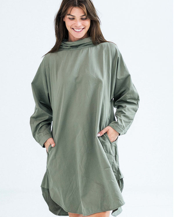 One size dress, high collar,  made of 100% organic cotton
