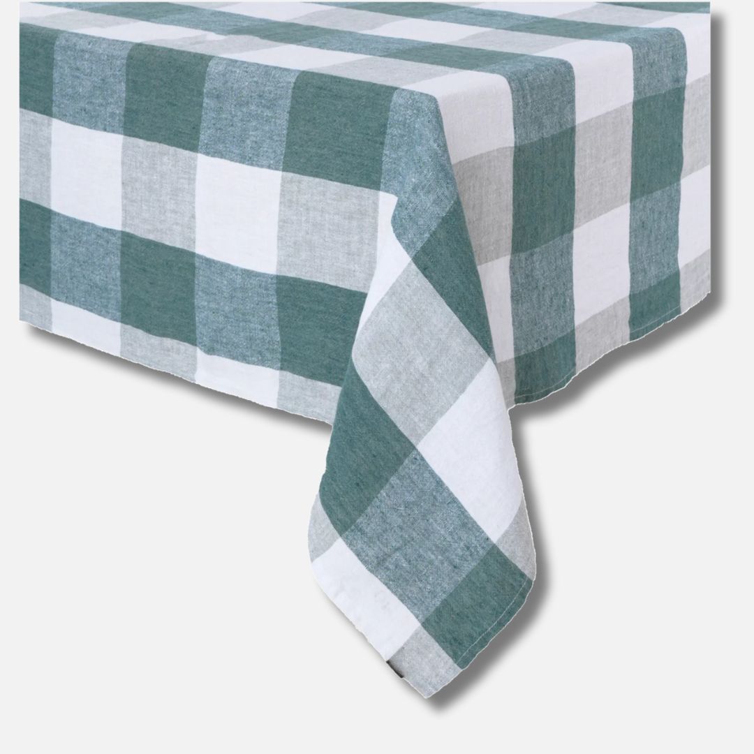 Checkered Linen Tablecloth
